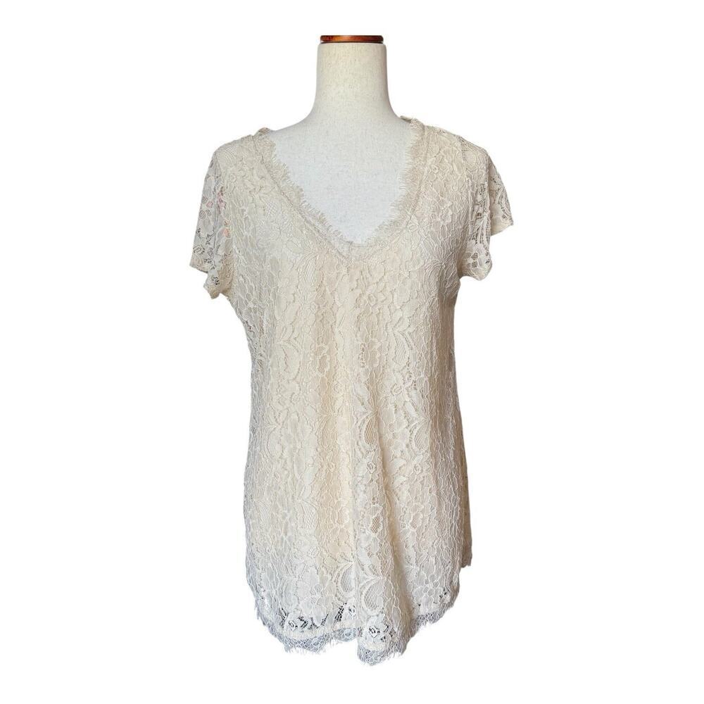 Motherhood Women's Maternity Lace Top Cream Ivory Lined Size Medium M